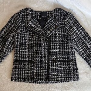 Vera Wang Black and White Tweed Blazer | Size XS